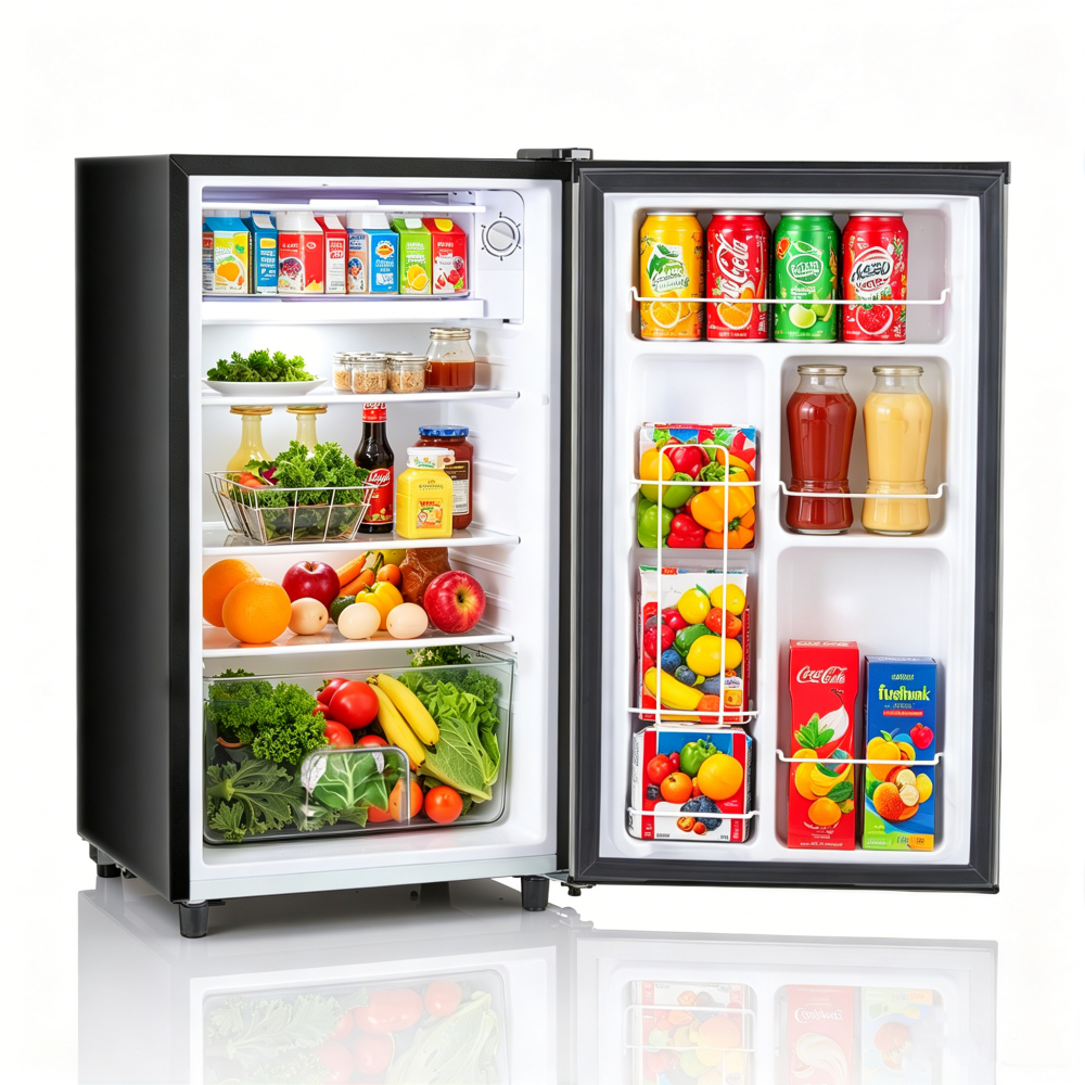 TINKLE WELL 3.2 Cu Ft Mini Fridge with Freezer,Compact Single Door Refrigerator,Energy Efficient,Low Noise,Adjustable Thermostat for Bedroom,Dorm,Office,silver