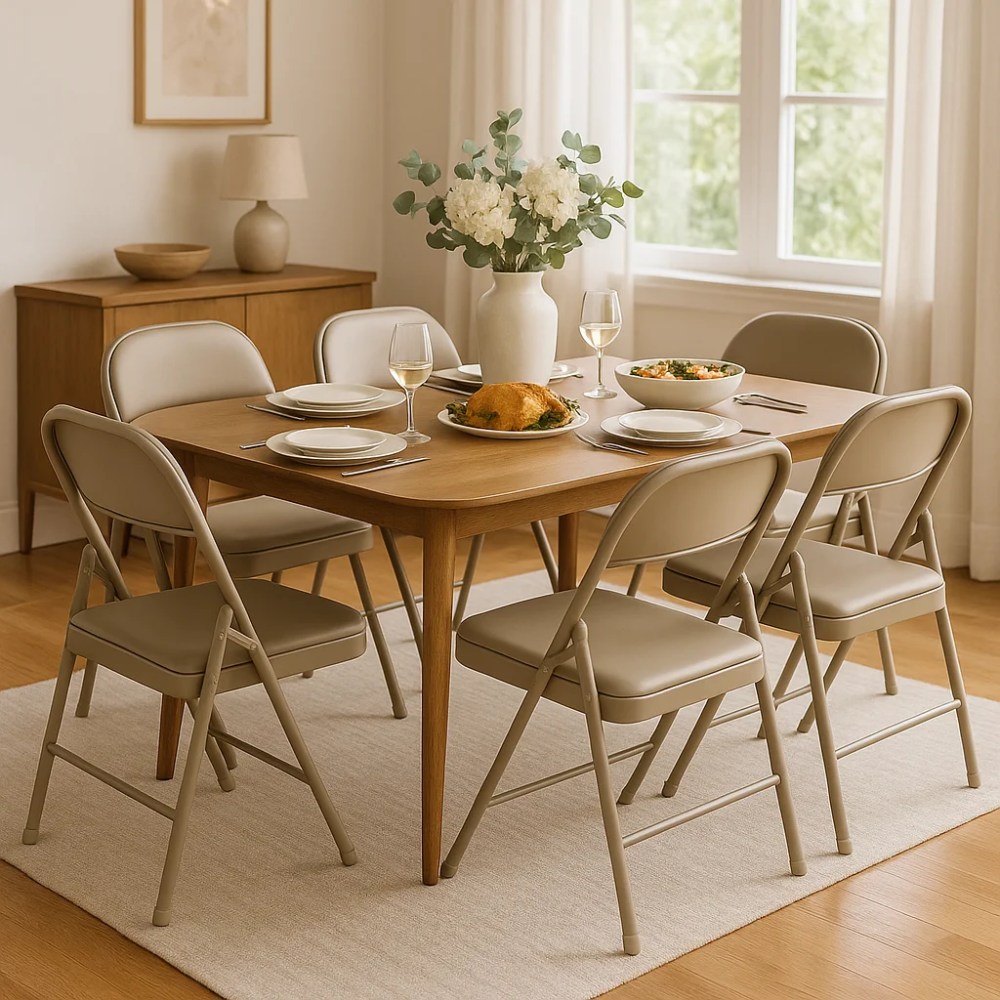 Vebreda Padded Metal Folding Chair,4-Pack,Kahki - Image 5