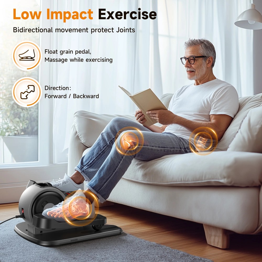 UPGO Under Desk Ellipticals Electric, Elipse Leg Exerciser Fully Assembled, Pedal Exerciser with Remote Control & Non-Slip Pedals Resistance & Speed - Image 2