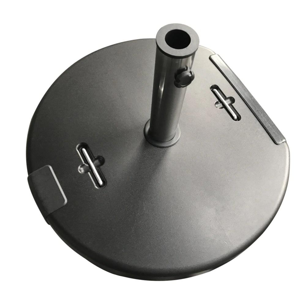 Outdoor 132lb Concrete Circular Umbrella Base with Stainless Steel Collar, Black - Image 6