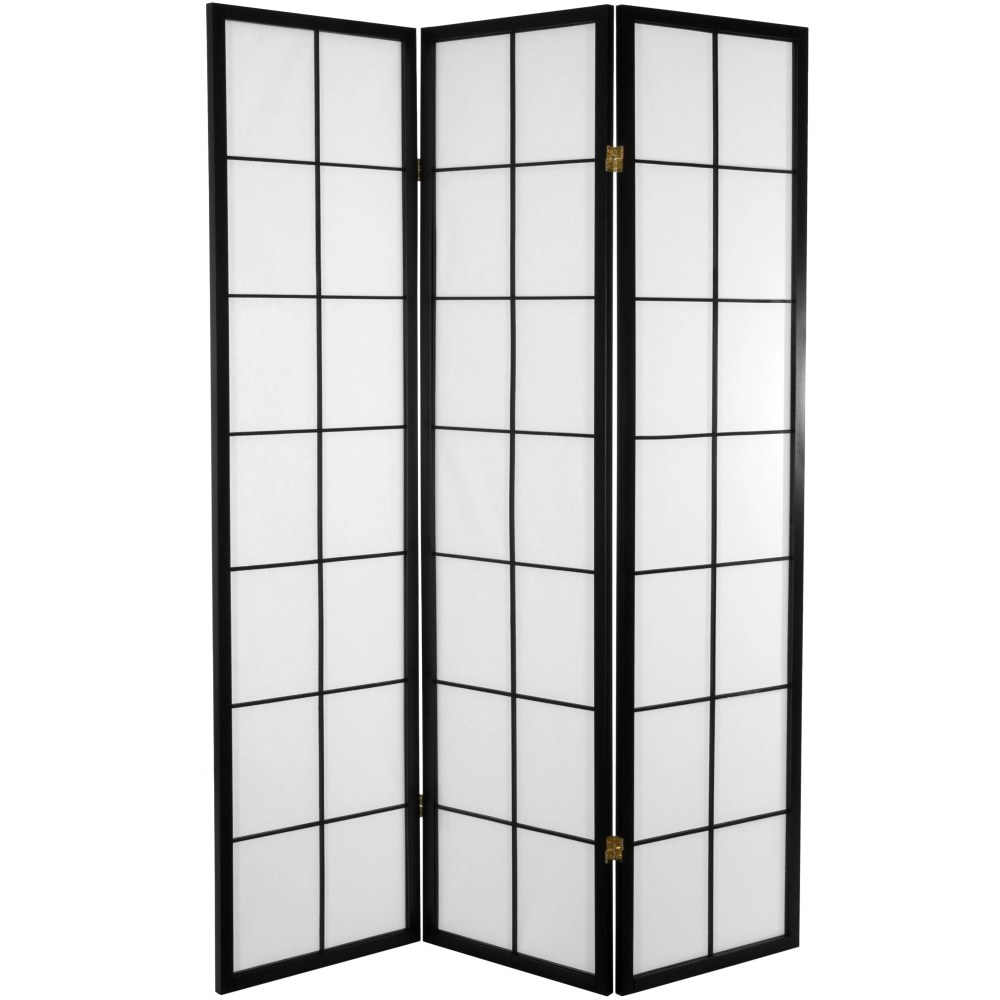 Oriental Furniture 6 ft. Tall Japanese Shoji Room Divider - 3 Panel - Black