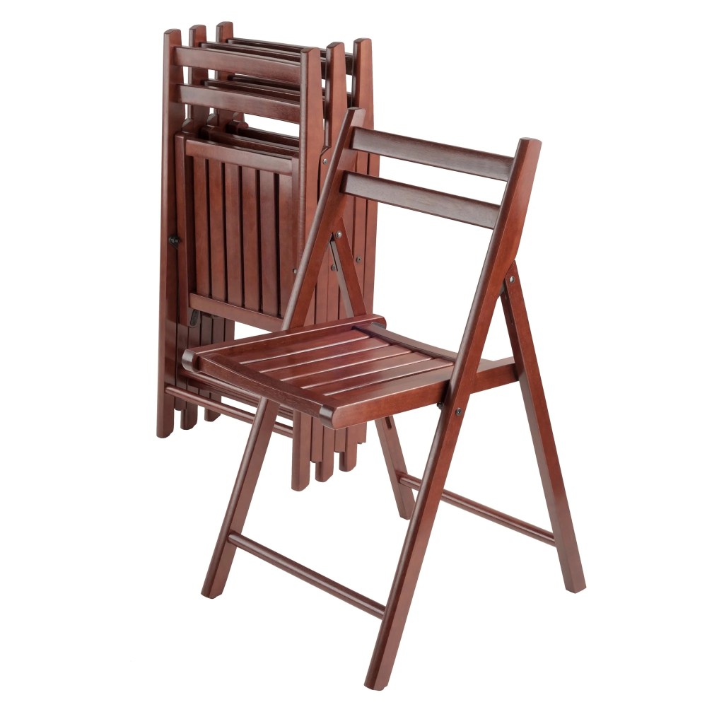 Winsome Robin 4-PC Folding Chair Set,Walnut Finish