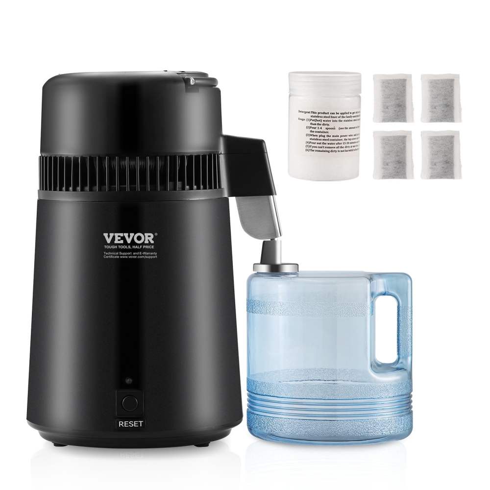 VEVORbrand 4L Water Distiller Purifier Machine Countertop Stainless Steel Interior