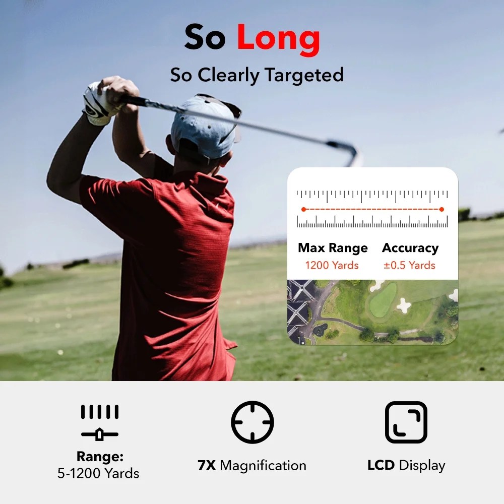 REDTIGER Laser Golf/Hunting Rangefinder, 7X Magnification Clear View 1200 Yards Laser Range Finder, Slope Measurement, Flag Pole Lockin, Short - Image 9