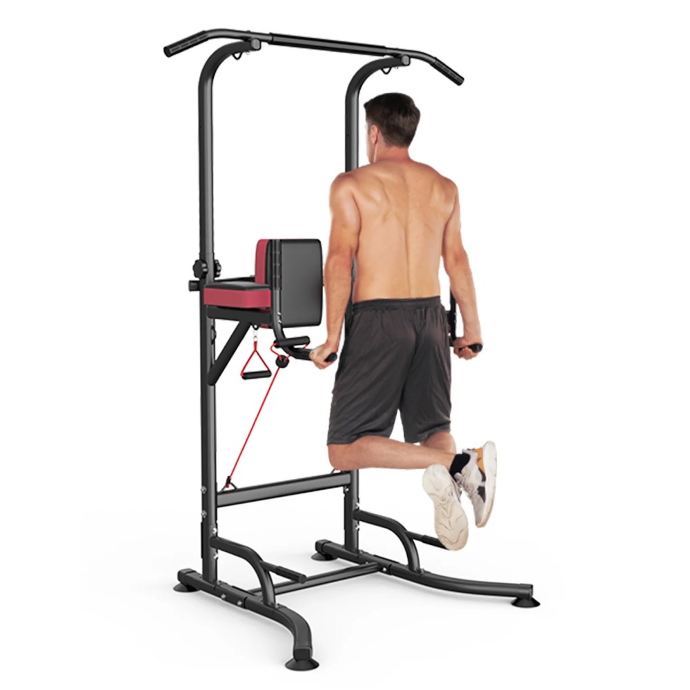 AQUVII Pull Up Rack Bar, 450 LBs Power Tower Dip Bar Station Dip Stand Multi-Function Home Strength Training Fitness Workout Station for Home Gym - Image 7
