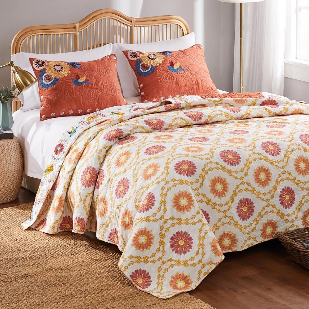 Barefoot Bungalow Topanga Boho Folk Art Quilt Set, Reversible, 3-Piece King - Image 2