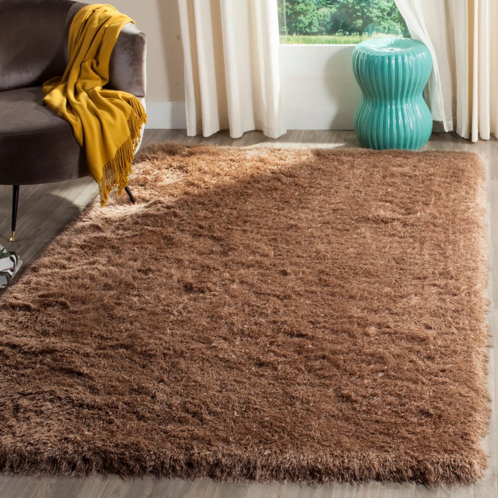 SAFAVIEH Venice Solid Shag Area Rug, Taupe, 3" x 5"