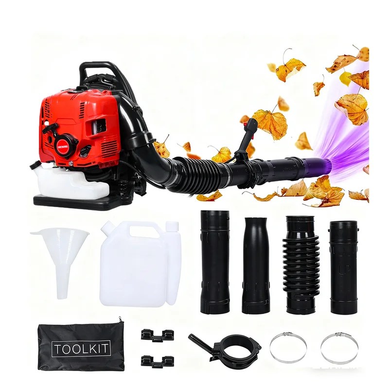 75.6CC Backpack Leaf Blower-Gas Powered 5HP 4-Cycle 900CFM 210MPH High Airflow,Ergonomic Design,Low Vibration,and Cruise Control,Leaf Blower for Lawn Care