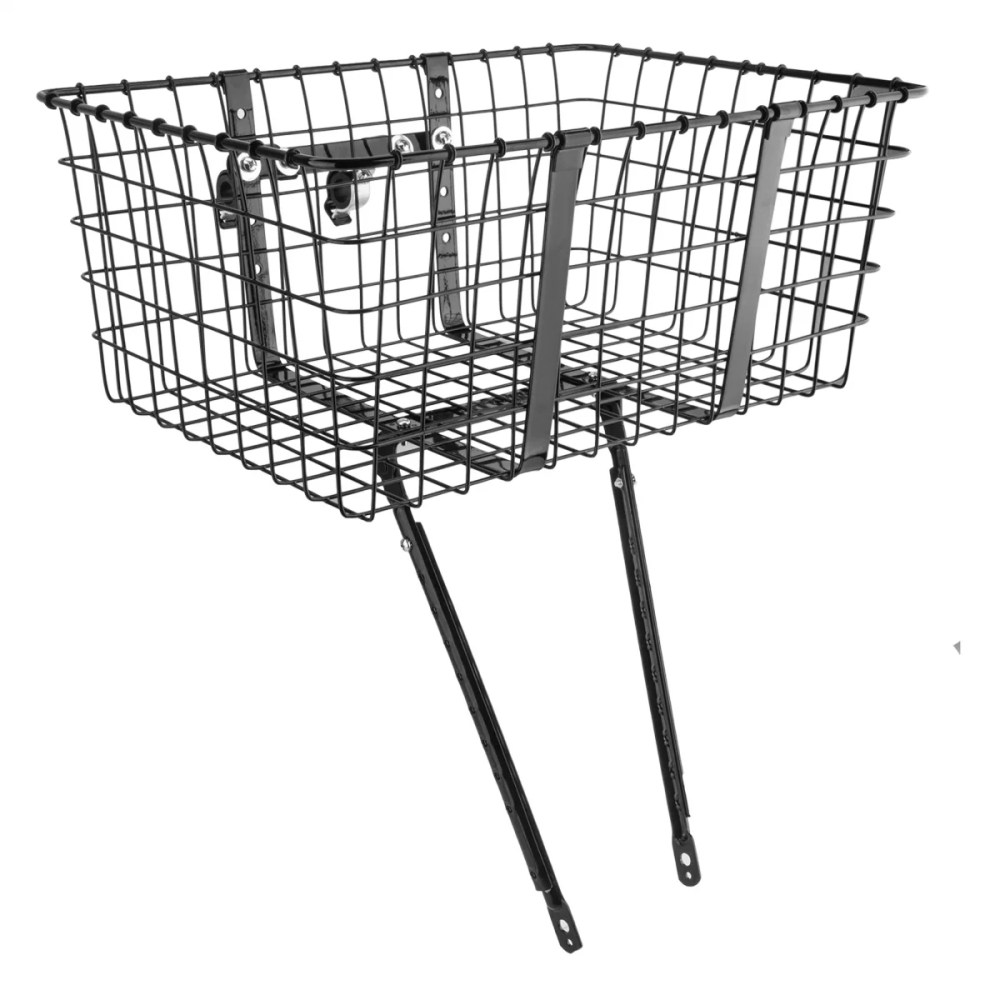 Wald 157 Front Giant Delivery Basket: Gloss Black,  7/8" to 31.8mm Bars,  Dimensions: 21" x 15" x 9"