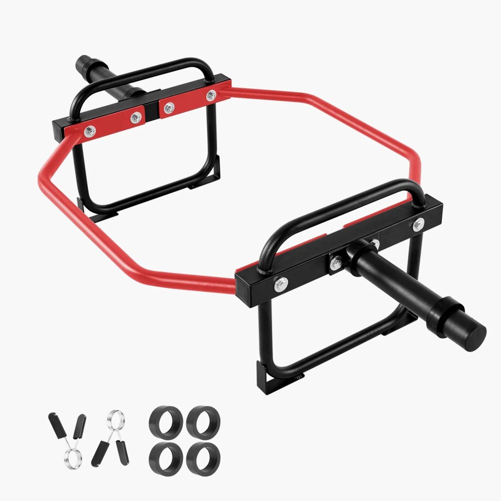 KFFKFF Hex Bar Trap Bar, 2-Inch Barbell with 500 lbs Capacity, Strength Training Equipment for Squats, Deadlifts, and Shoulder Presses, Home Gym Use, Red