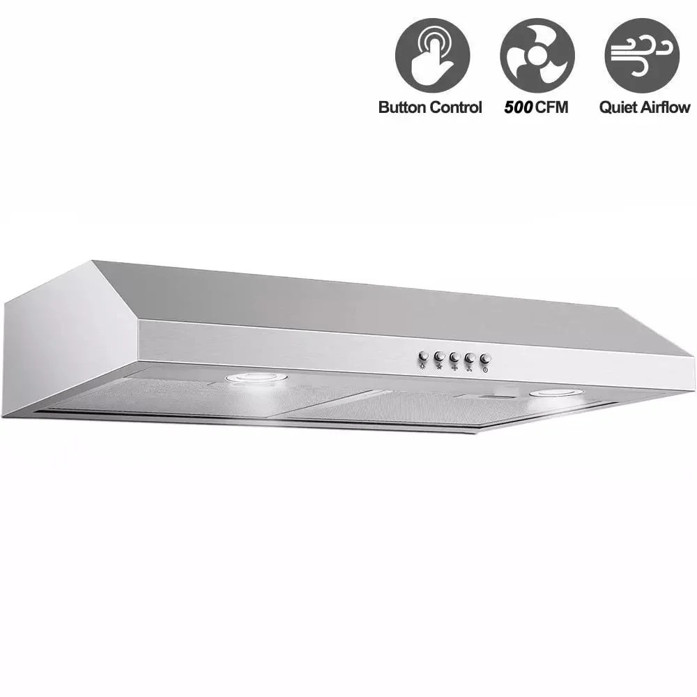 SNDOAS 30inch Under Cabinet Range Hood 500CFM 3-Speed Vent Stainless with Led Bulb