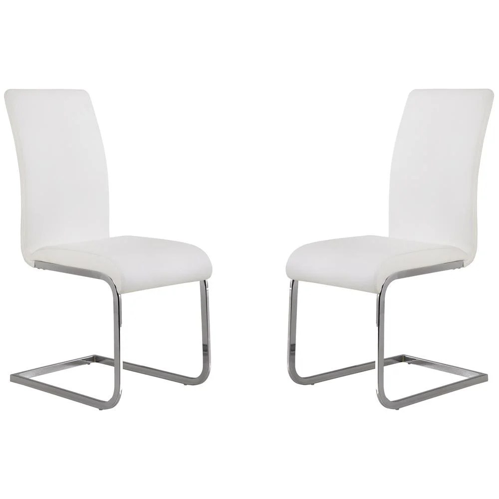Armen Living Amanda Modern Faux Leather Dining Chair in White