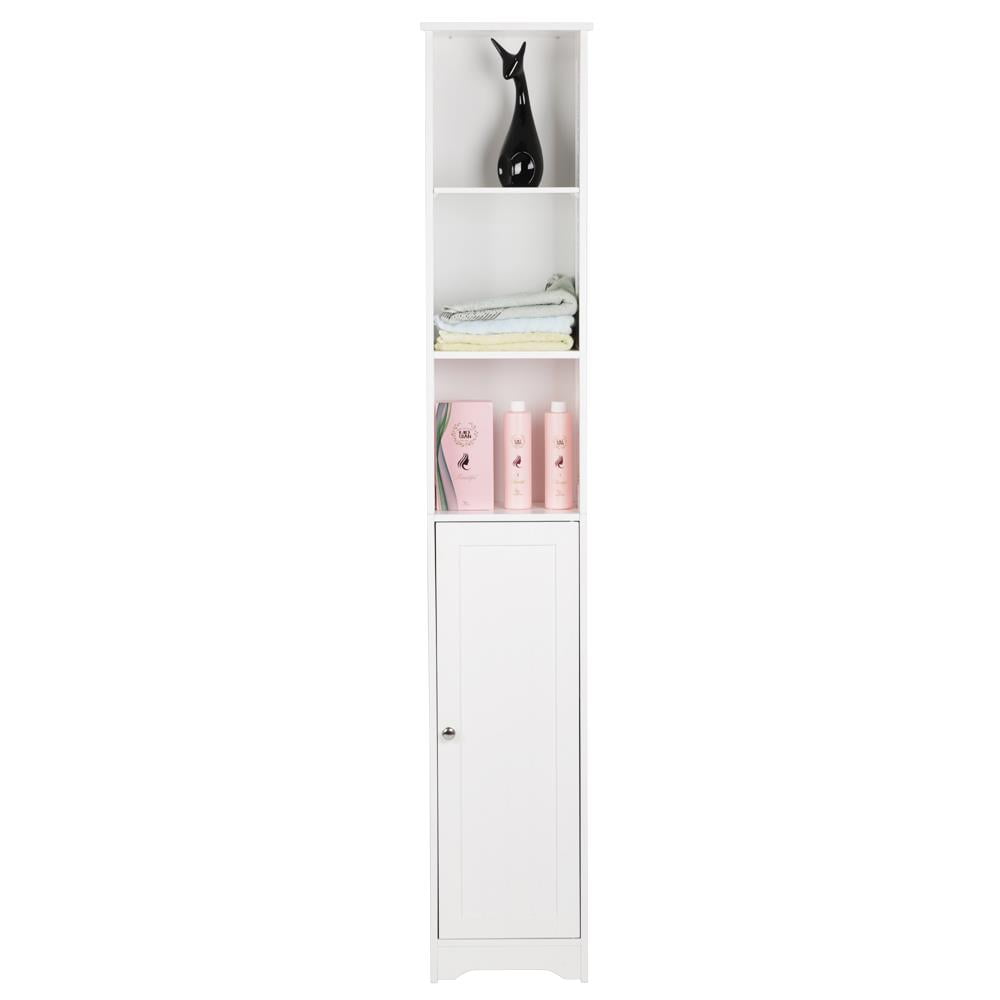 Zimtown 5-Shelf Bathroom Cabinet,Freestanding Tall Floor Storage Cabinet Tower Cupboard with Shelves,Narrow Slim Tower Cabinet,White Finish
