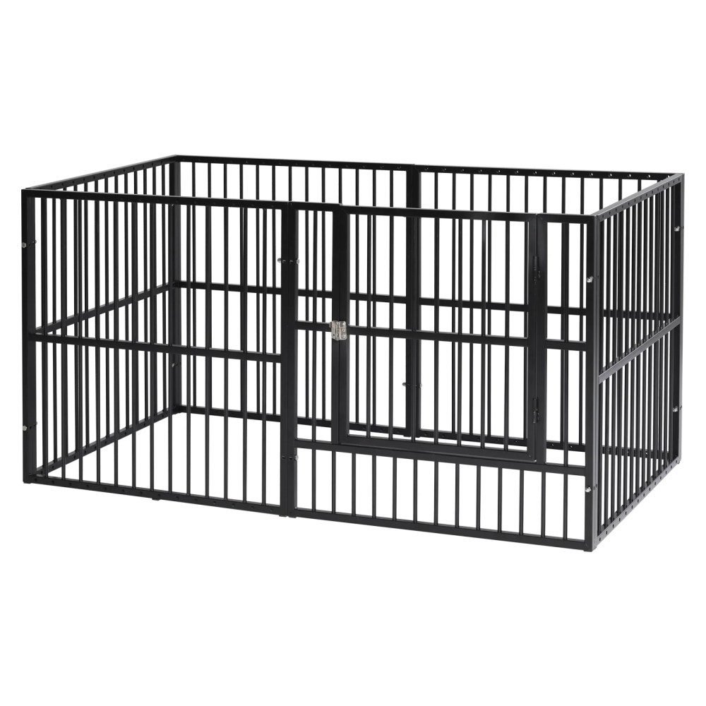 Dog Playpen Heavy Duty Dog Crate Kennel Dog Fence Pet Enclosure with Lockable Door, 6 Panel for Puppy Indoor Outdoor