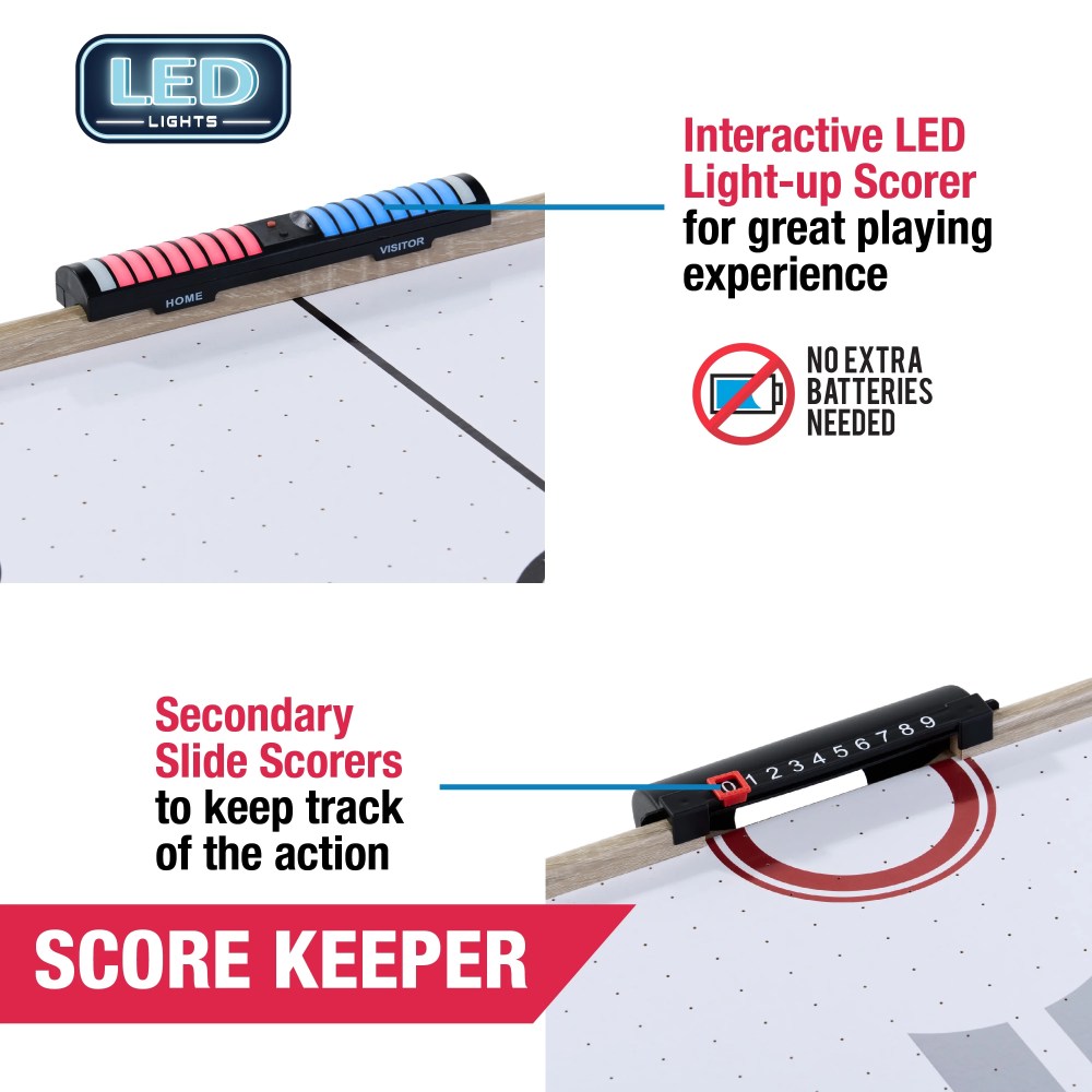 48" Air Hockey Table Set with LED Scorer, by MD Sports - Image 3