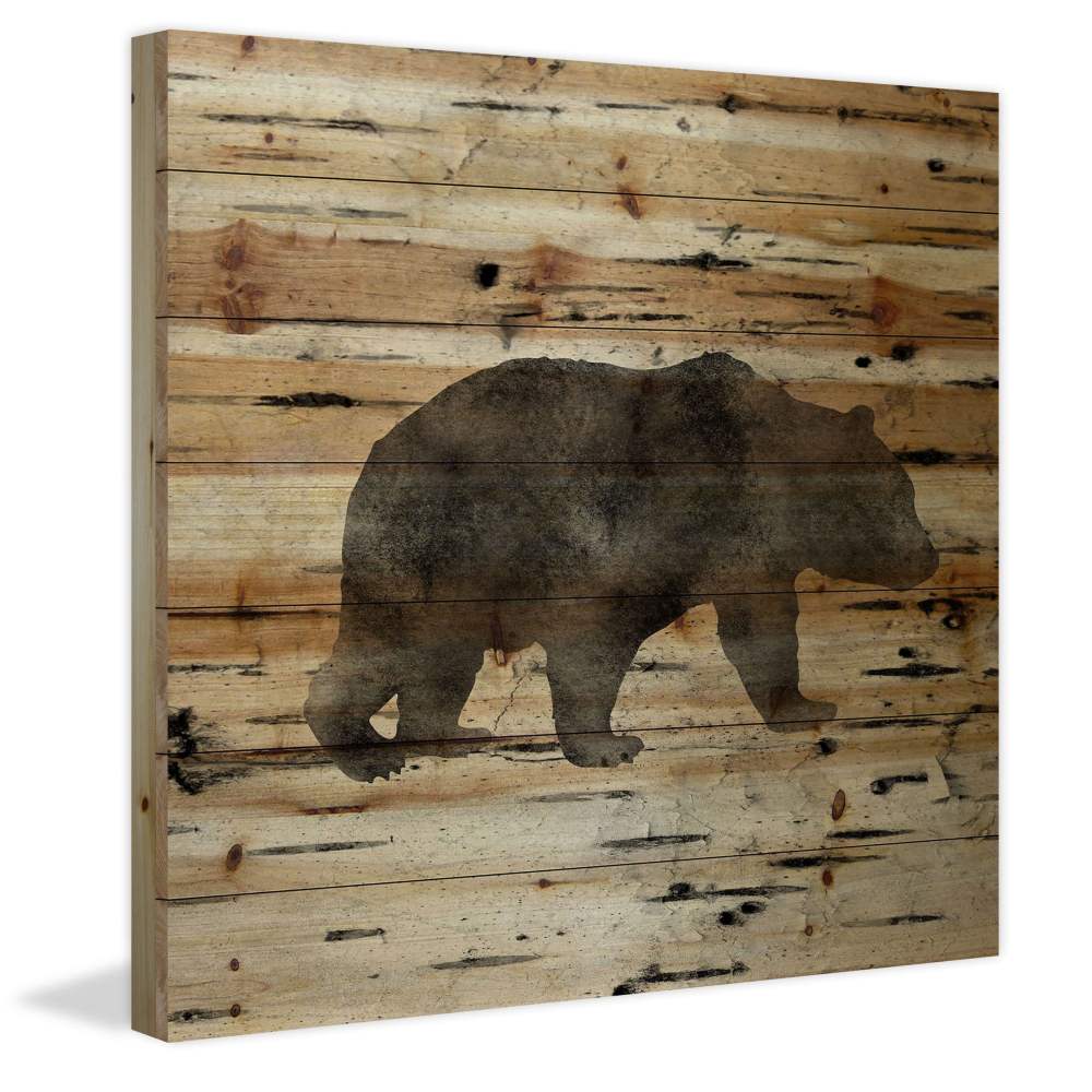 "Bear Birch Bark" Painting Print on Natural Pine Wood