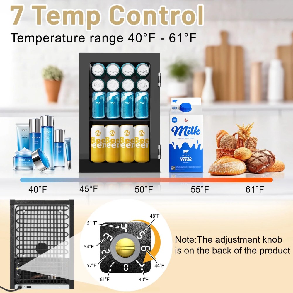 24Can/0.9Cu Mini Refrigerator and Personal Beauty Cooler,Compact Beverage Fridge with Mirror for Beer, Wine - Image 2