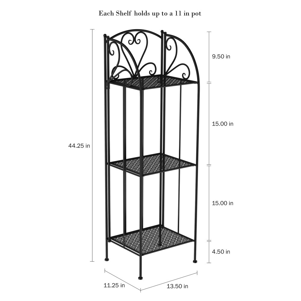 Plant Stand ' 3-Tier Vertical Shelf Indoor or Outdoor Folding Wrought Iron Metal Home and - Image 7