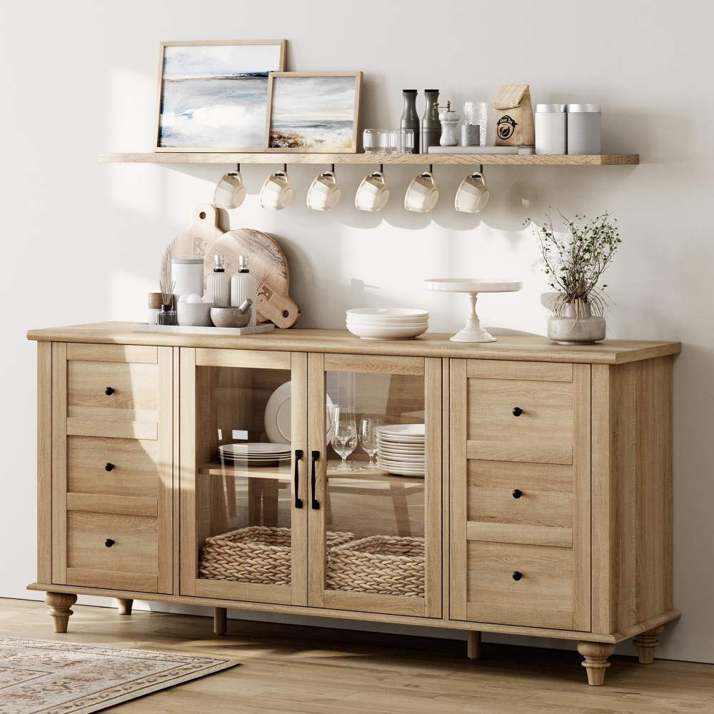 Wampat Farmhouse Sideboard,Wood Oak