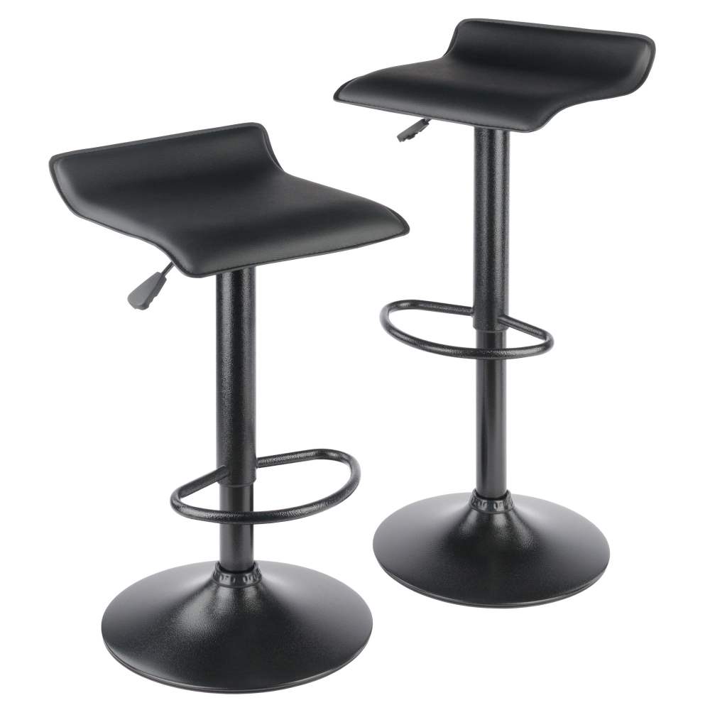 Winsome Wood Obsidian 2-Pc Adjustable Swivel Stool Set,Black Finish