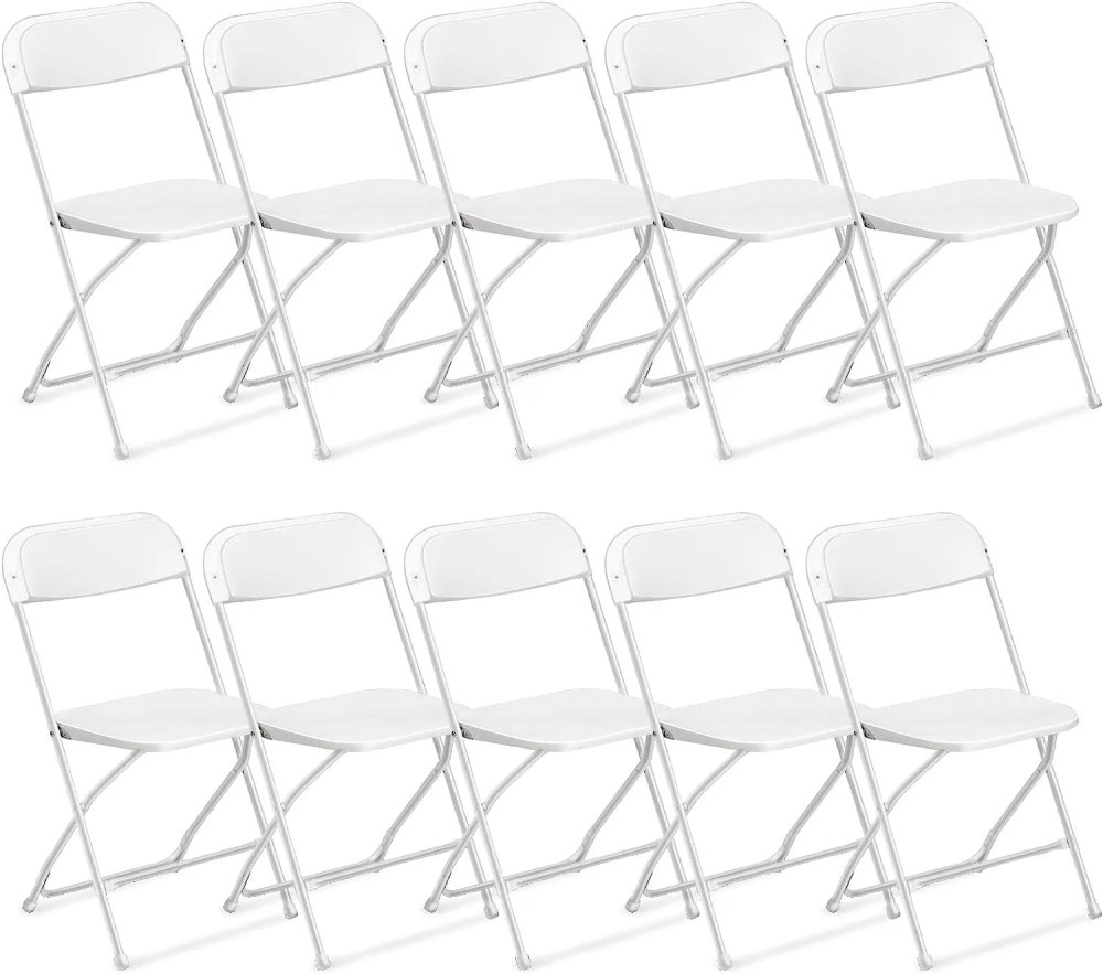 Ktaxon 10 Pack Commercial Plastic Folding Chairs Stackable Wedding Party Chairs Portable Chairs for Outdoor White