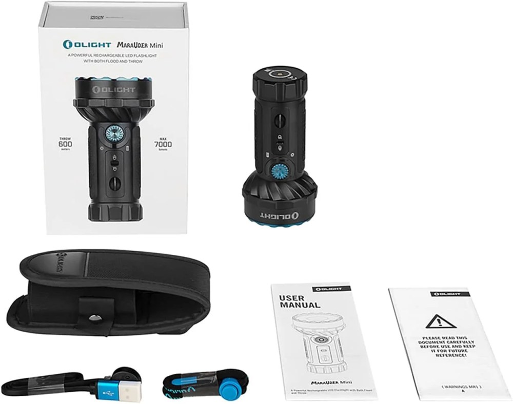 Olight Marauder Mini 7000 Lumens LED Super Bright Rechargeable Flashlight, Black - Image 5