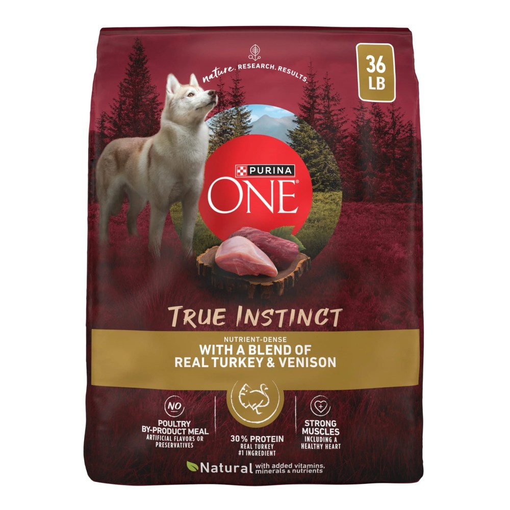 Purina One True Instinct Dry Dog Food for Adult Dogs,  High Protein Real Turkey & Venison,  36 lb Bag