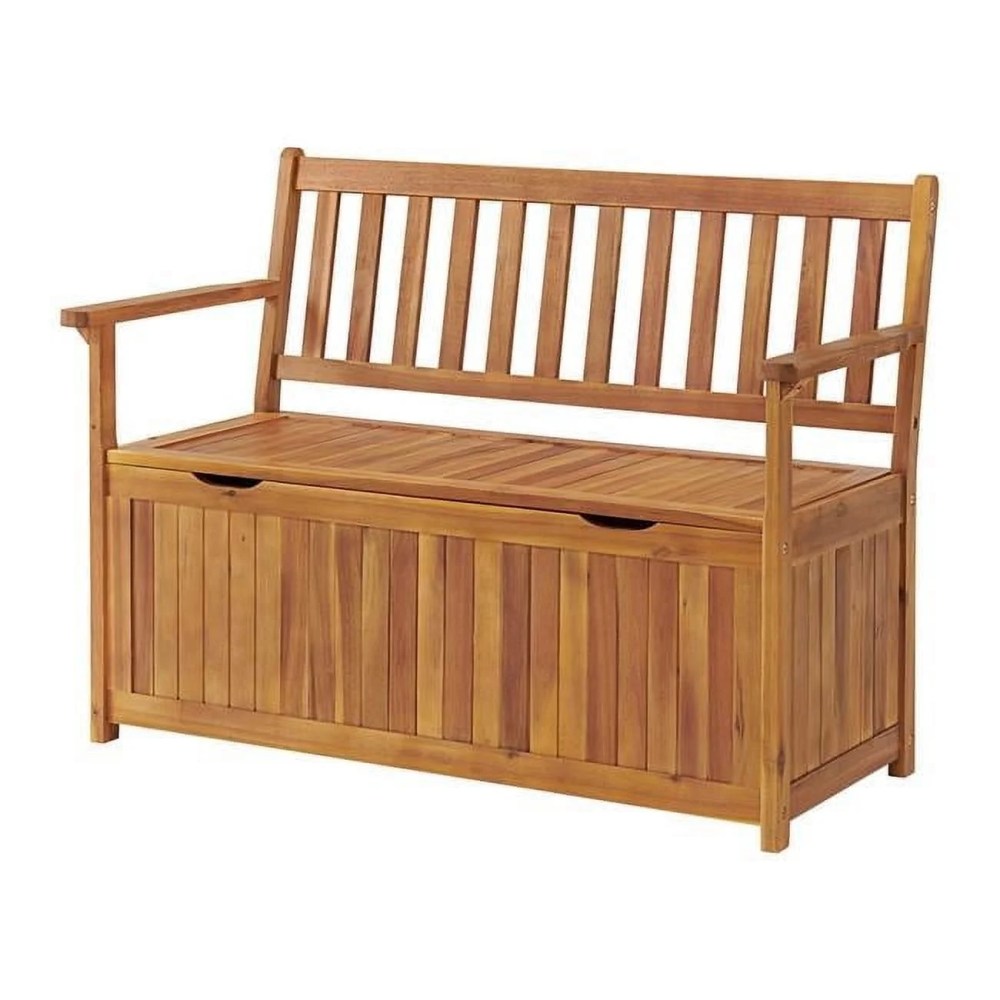 Alaterre Furniture Londonderry 47"W Acacia Wood Outdoor Storage Bench