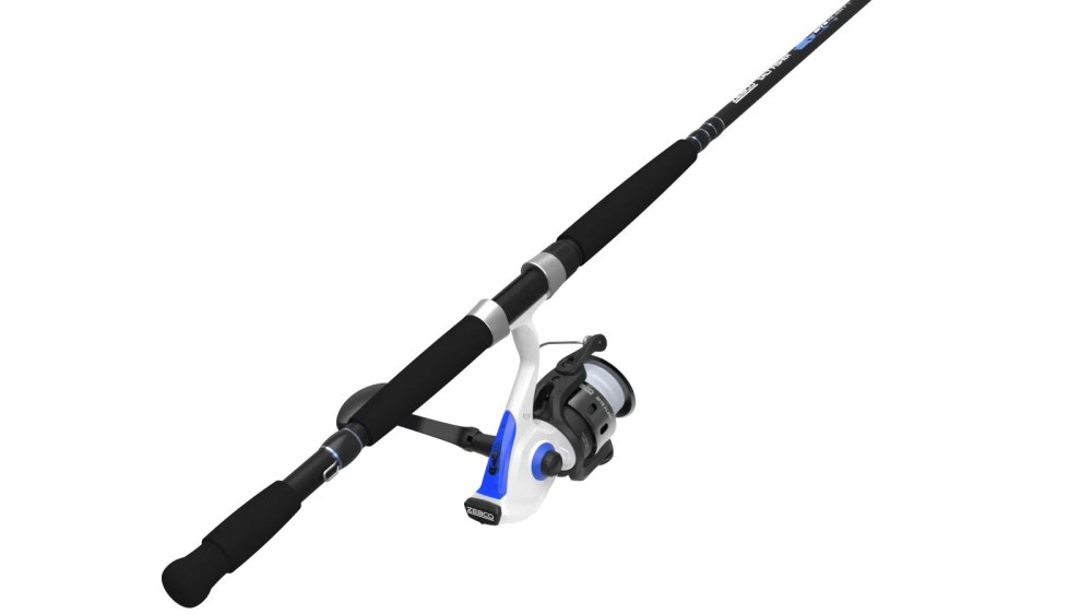 Zebco Salt Fisher Bite Alert Spinning Reel and Fishing Rod Combo, 7-Foot 2-Piece Rod, Size 60 Reel, Blue/White/Black - Image 2