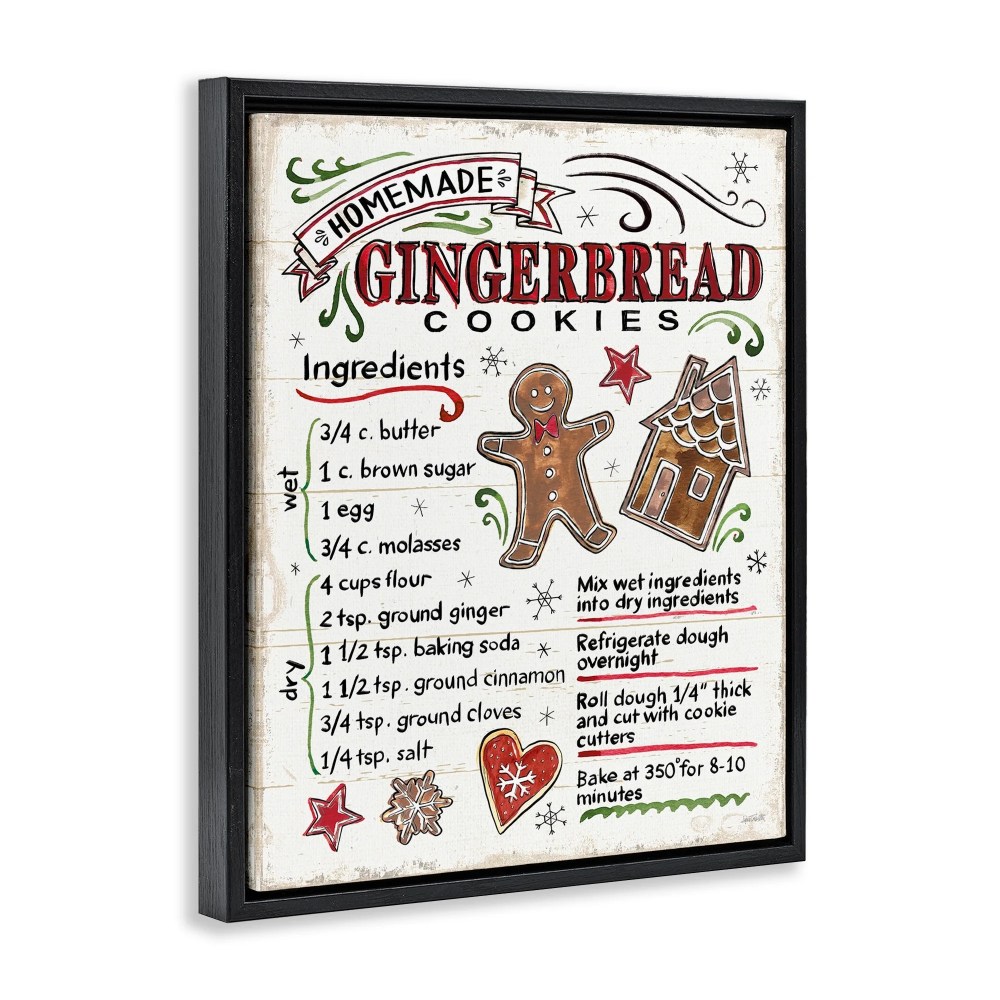 Stupell Industries Homemade Gingerbread Cookies Holiday Cooking Instructions Jet Black Framed Floating Canvas Wall Art, 1620, by Anne Tavoletti - Image 5