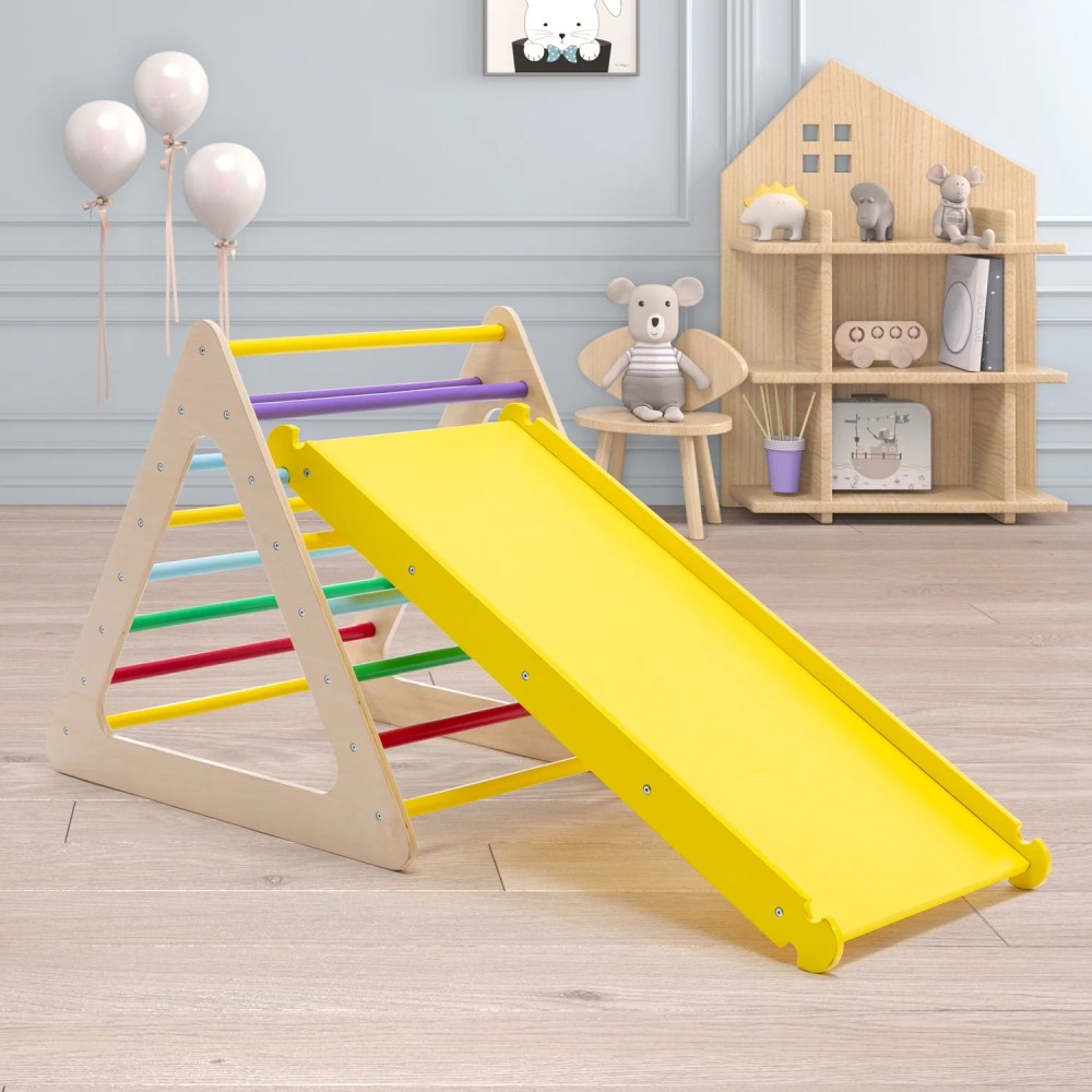 Walsport 3 in 1 Baby Triangle Climber with Ladder Sliding and Climbing Fun Zone, Toddler Wooden Indoor Play Equipment for Toddlers 18m-6yrs - Image 5