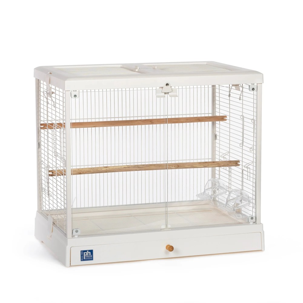 Prevue Pet Products Crystal Palace Luxe Bird Cage with Glass Doors,  White Plastic Frame and Base