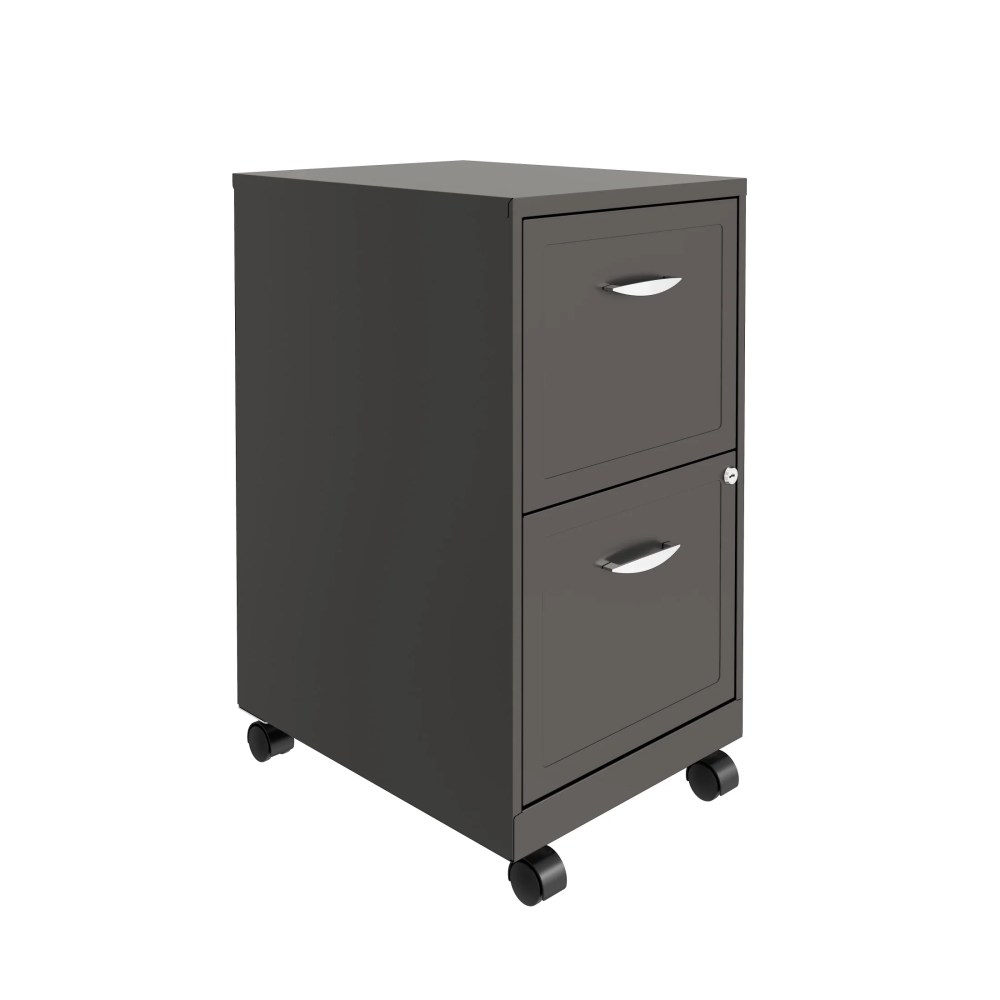 Space Solutions 18" Deep 2 Drawer Mobile Letter Width Vertical File Cabinet, Charcoal