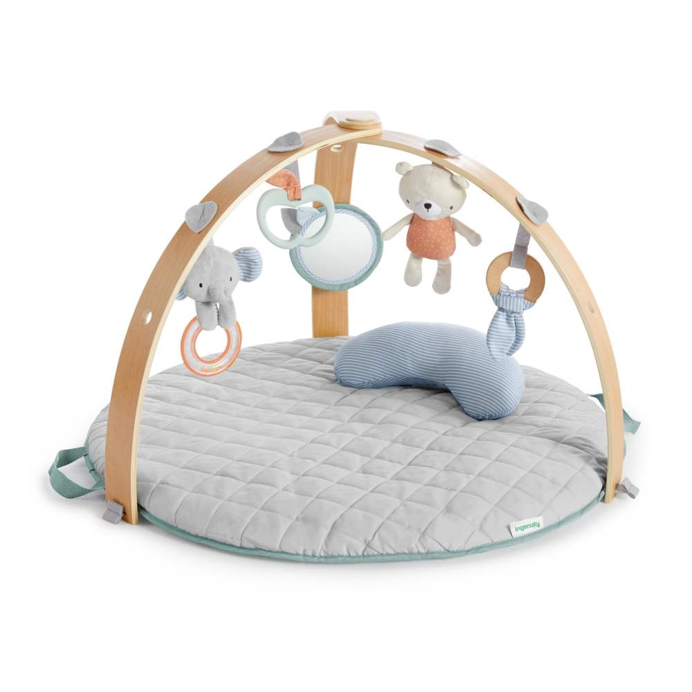 Ingenuity Cozy Spot Reversible Infant Baby Activity Gym & Tummy Time Play Mat with Self Storage