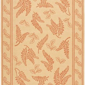SAFAVIEH Courtyard Euler Traditional Floral Indoor/Outdoor Area Rug, 6'7" x 9'6", Natural/Terracotta