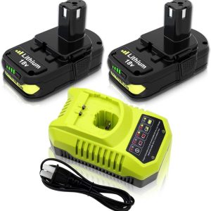 2 Packs 3.6Ah Lithium ion 18V P102 Battery and P117 Charger Compatible with Ryobi 18 Volt Batteries P189 P197 P108 P107 P109 P190 P192 P193 P105 P104 P103 P102 P100 PBP002 PBP004 PBP005 PBP006