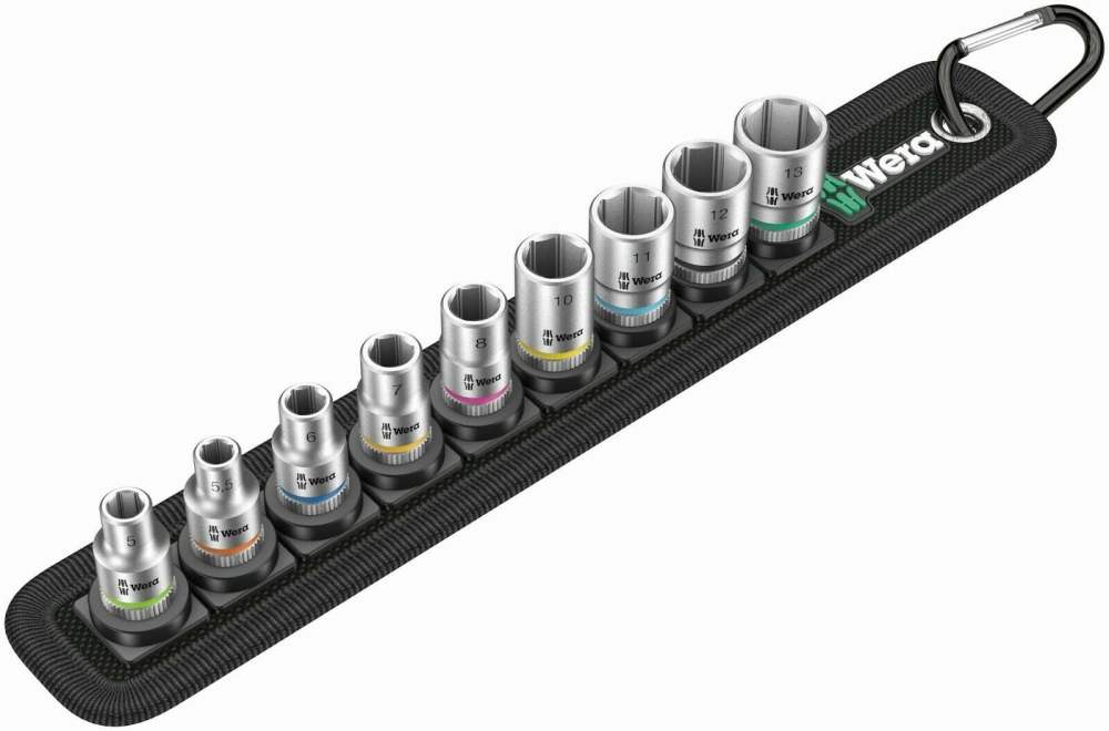 Wera 05003883001 0.25 in. 9 Piece Metric Sockets on Storage Belt