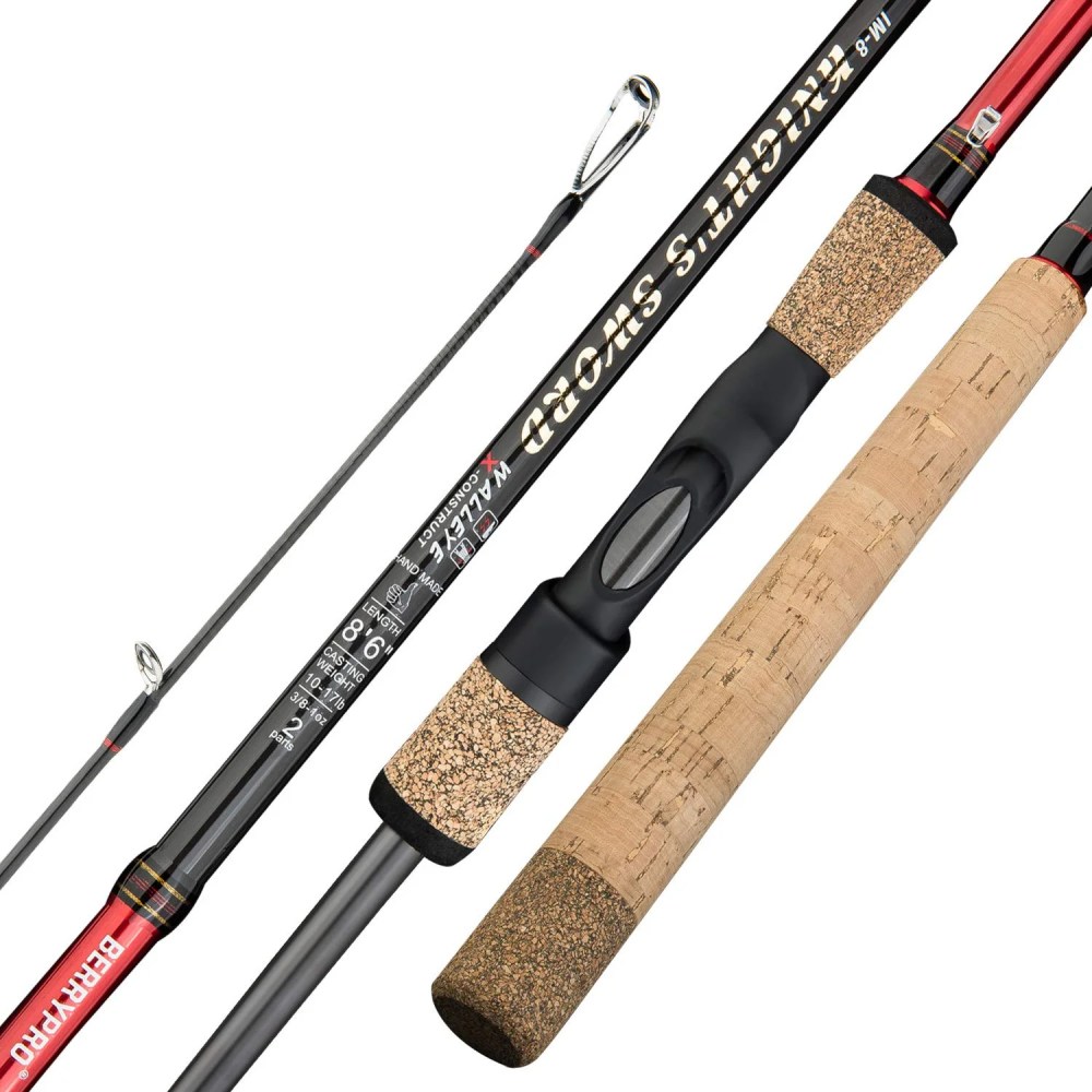 BERRYPRO Salmon Fishing Rod Steelhead Spinning Rod IM8 Carbon Walleye Fishing Rod(9"-2PC)