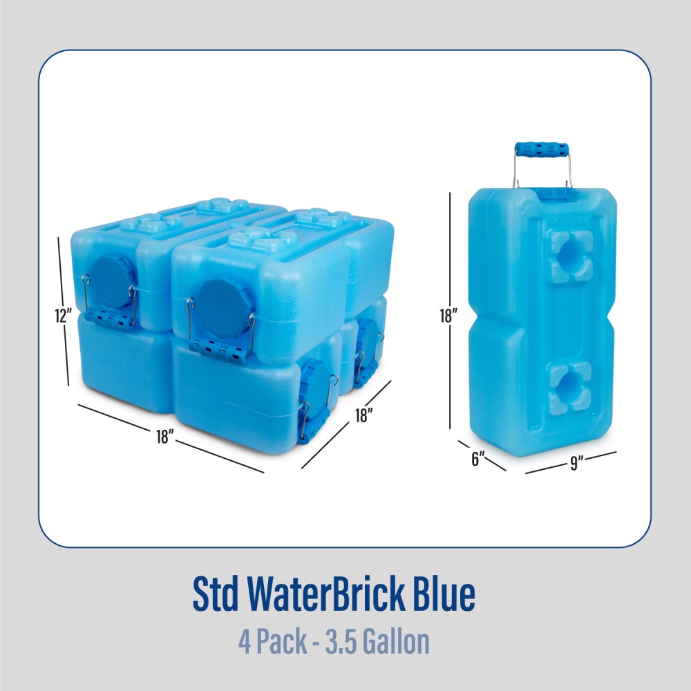WaterBrick Stackable 3.5 Gallon Blue Water & Food Storage Container - 4 Pack - Image 6