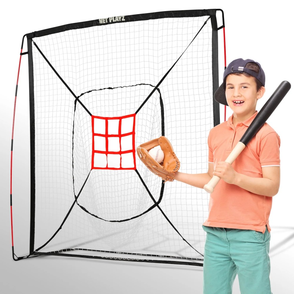 7" x 7" Baseball & Softball Practice Hitting & Pitching Net similar to Bow Frame, Great for All Skill Levels
