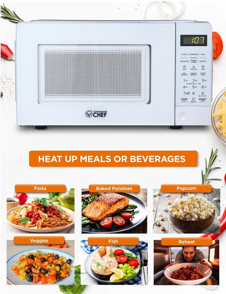 Commercial Chef CHM770W 0.7 Cubic Feet Microwave Oven,White - Image 3