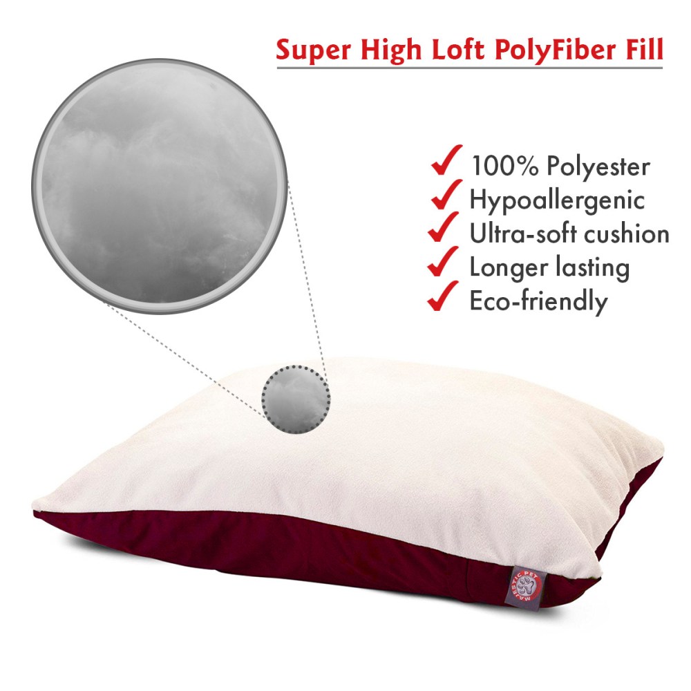 Majestic Pet Solid Color Rectangular Pillow Dog Bed Machine Washable Burgundy Large 36" x 48" x 8" - Image 3