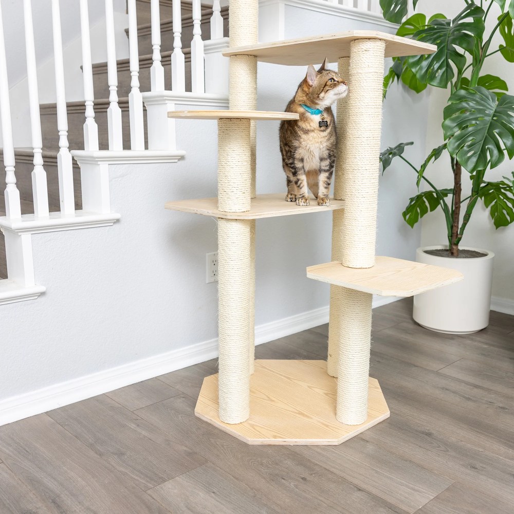 Armarkat 69-in Cat Tree & Condo Scratching Post Tower, Wood - Image 6