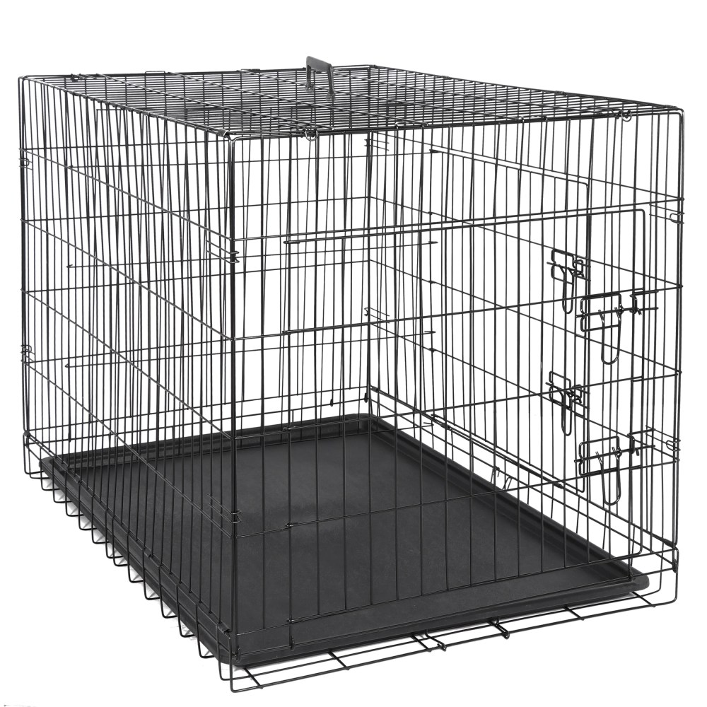 HomGarden 42'' Foldable Large Dog Crate Kennel Double Door, Black - Image 3