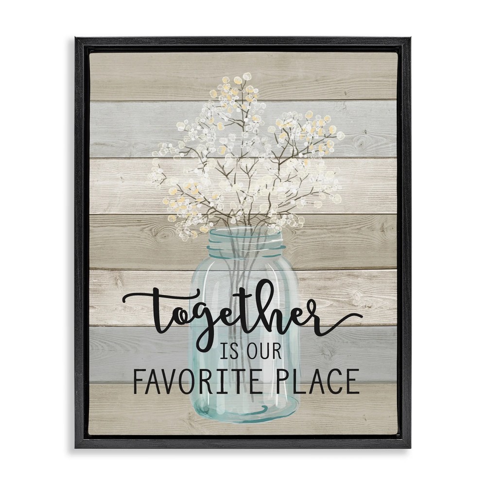 Stupell Industries Guests Feel At Home Jet Black Framed Floating Canvas Wall Art, 1620, by Lettered and Lined