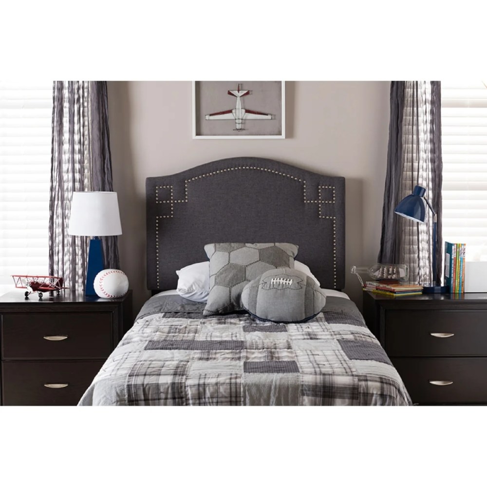 Baxton Studio Aubrey Modern and Contemporary Dark Grey Fabric Upholstered Twin Size Headboard,Wholesale Interiors - Image 5