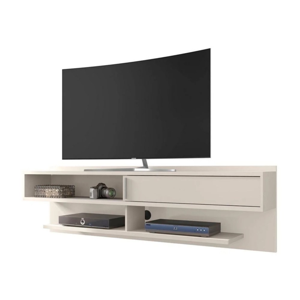 Astor 70.86 Modern Floating Entertainment Center 1.0 with Media Shelves in Off White