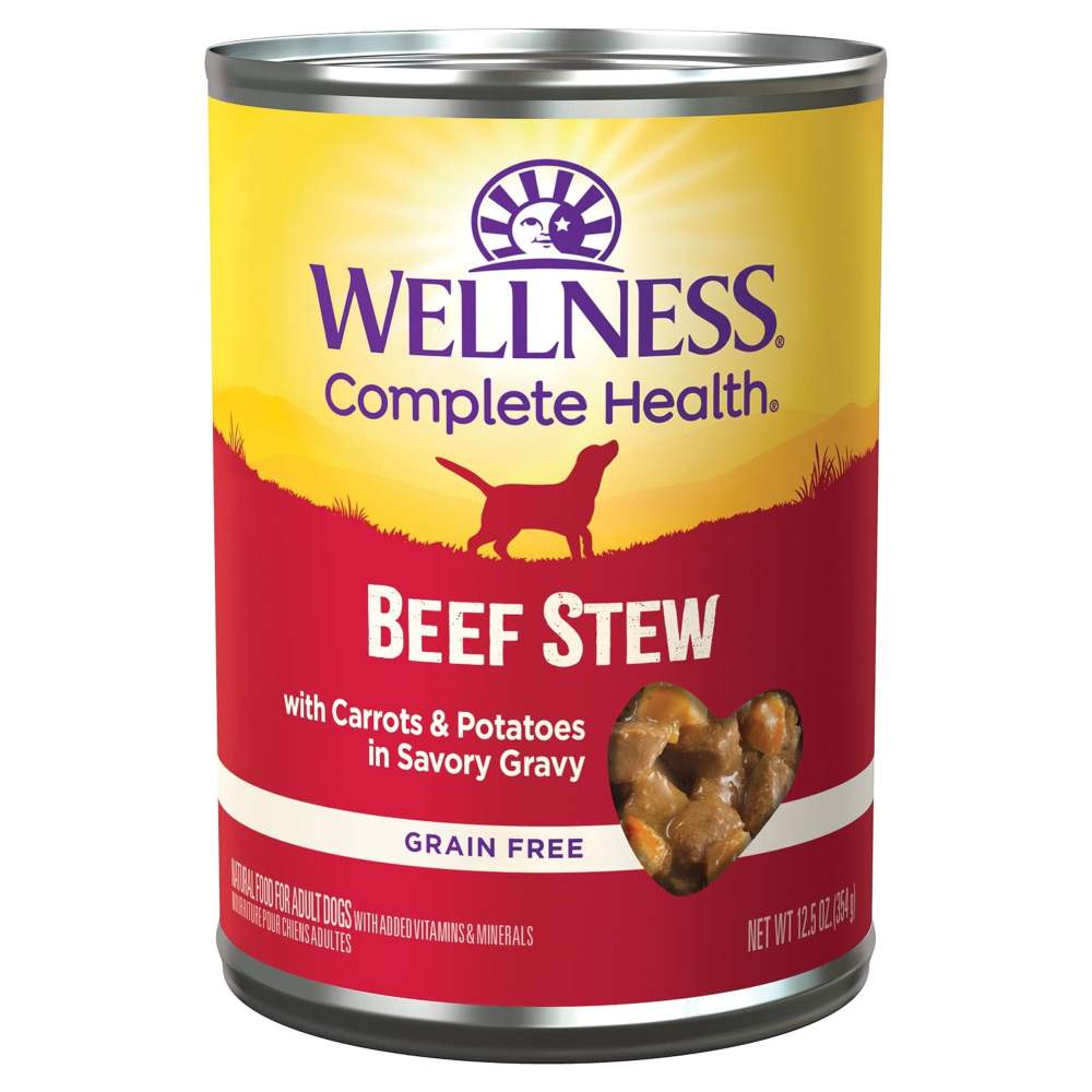 Wellness Complete Health Stew Adult Canned Wet Dog Food,  Grain Free,  Natural,  Beef Recipe,  12.5 oz,  Pack of 12 Cans