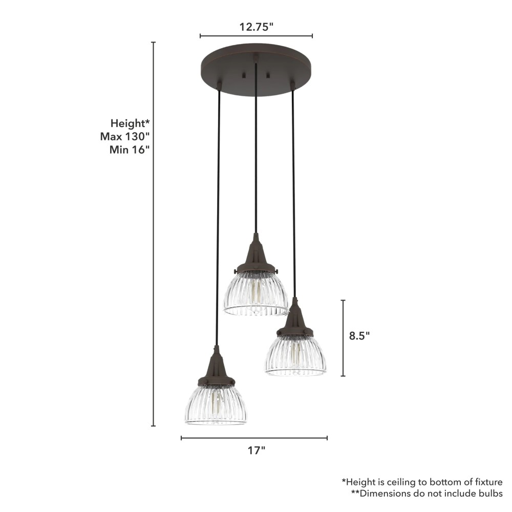 Hunter - Cypress Grove 3-light Onyx Bengal, Medium Size Cluster Light, Dimmable, Transitional Style, Round Shaped, for Bedrooms, Dining, Living Rooms - 19183 - Image 7