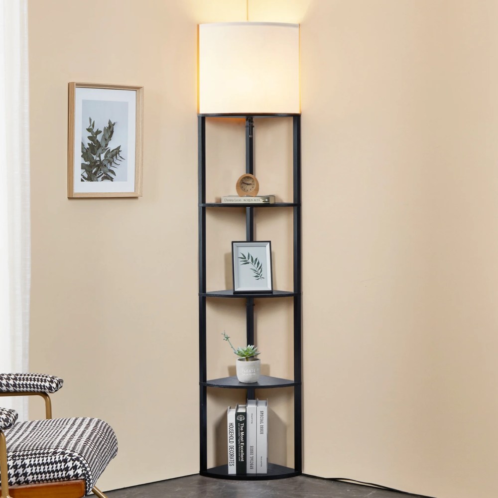 ATAMIN Alvis Edge 72-Inch Modern Corner Floor Lamp with Shade